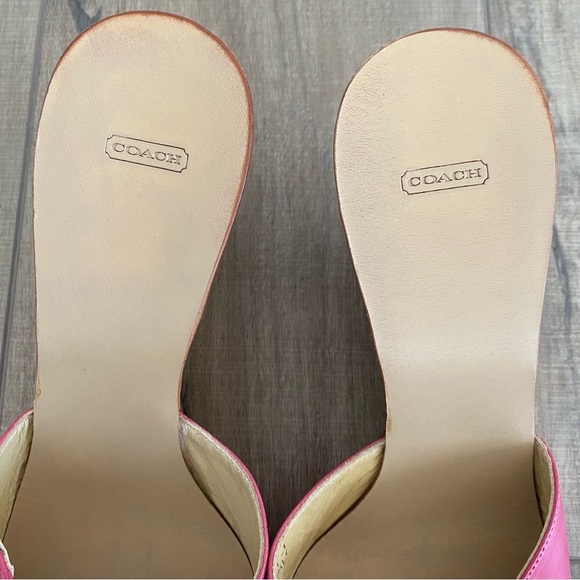 Coach Women's Traci Kerala Calf Fuchsia Pink Leather Wedge Sandals 8 Slides Y2K - Picture 4 of 9